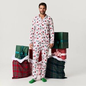 Posh Peanut Festive Lachlan Christmas Pajama Set - White Red and Green
